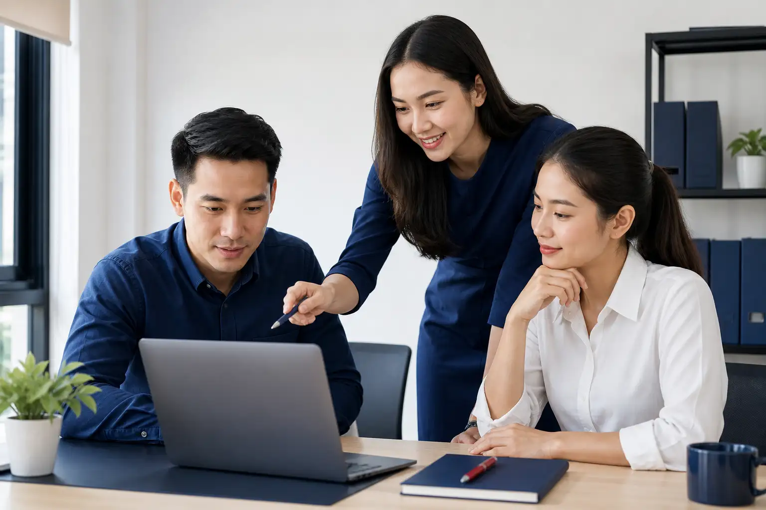 Minh họa nhóm marketing cùng rà soát công việc và chăm sóc khách hàng