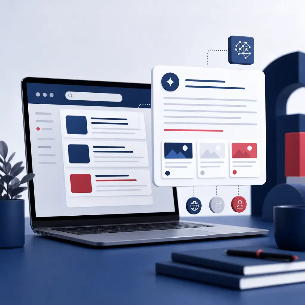 Minh họa tìm kiếm SEO và câu trả lời AI cho doanh nghiệp nhỏ