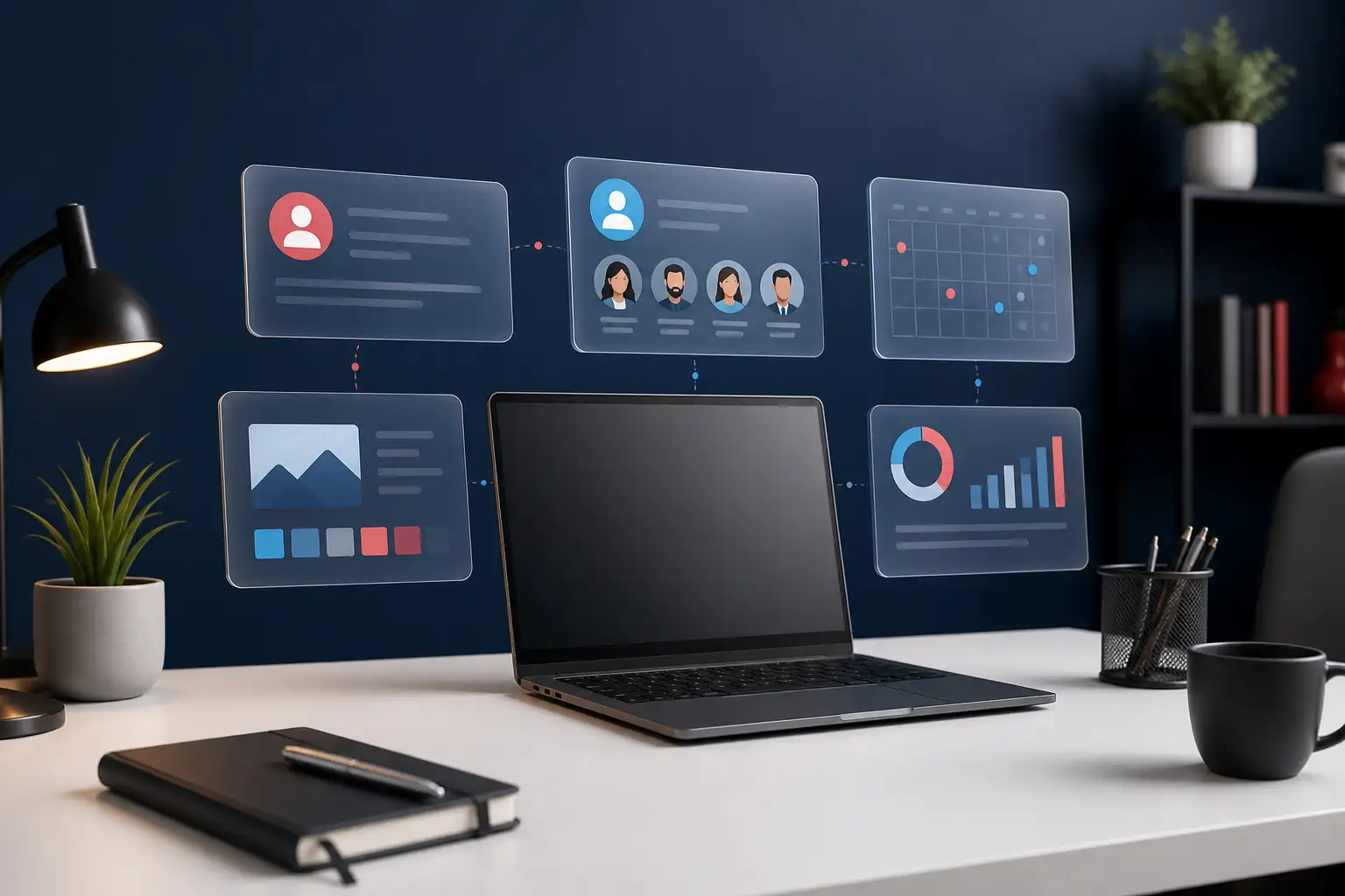 Minh họa không gian làm việc và các tác vụ marketing tự động